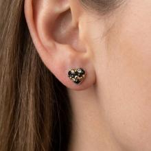 Сребърни обеци сърца с кристали от Sw® SO152 Black Gold