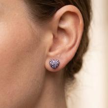Сребърни обеци сърца с кристали от Sw® SO152 Tanzanite and Violet Сребърни обеци сърца с кристали от Sw® SO152 Tanzanite and Violet