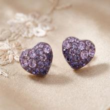 Сребърни обеци сърца с кристали от Sw® SO152 Tanzanite and Violet Сребърни обеци сърца с кристали от Sw® SO152 Tanzanite and Violet