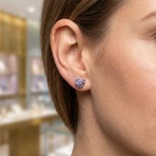 Сребърни обеци сърца с кристали от Sw® SO152 Tanzanite and Violet Сребърни обеци сърца с кристали от Sw® SO152 Tanzanite and Violet