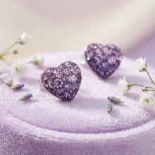 Сребърни обеци сърца с кристали от Sw® SO152 Tanzanite and Violet Сребърни обеци сърца с кристали от Sw® SO152 Tanzanite and Violet