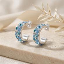 Сребърни обеци халки Georgia с кристали от Sw® Deep Blue Сребърни обеци халки Georgia с кристали от Sw® Deep Blue