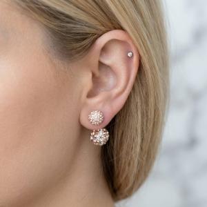 Сребърни обеци с кристали от Sw® SO329 Peach Gold