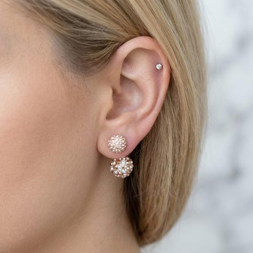 Сребърни обеци с кристали от Sw® SO329 Peach Gold