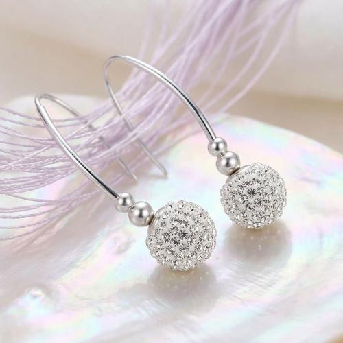 Сребърни обеци Сфера с кристали от Sw® Crystal