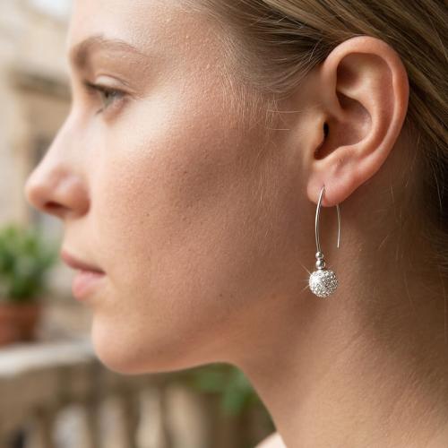 Сребърни обеци Сфера с кристали от Sw® Crystal