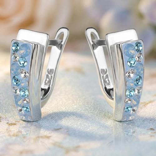 Сребърни обеци с кристали от Sw® Alex Deep Blue