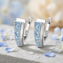 Сребърни обеци с кристали от Sw® Alex Deep Blue