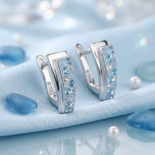 Сребърни обеци с кристали от Sw® Alex Deep Blue