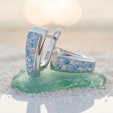 Сребърни обеци с кристали от Sw® Alex Deep Blue