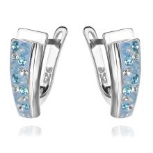 Сребърни обеци с кристали от Sw® Alex Deep Blue