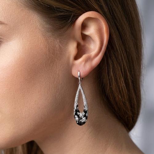 Сребърни Обеци С Кристали От Sw® SO371 Black Marquise
