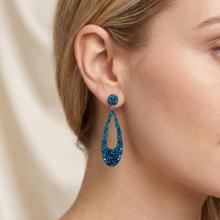 Сребърни Обеци С Кристали От Sw® SO371 Metallic Blue and Indicolite