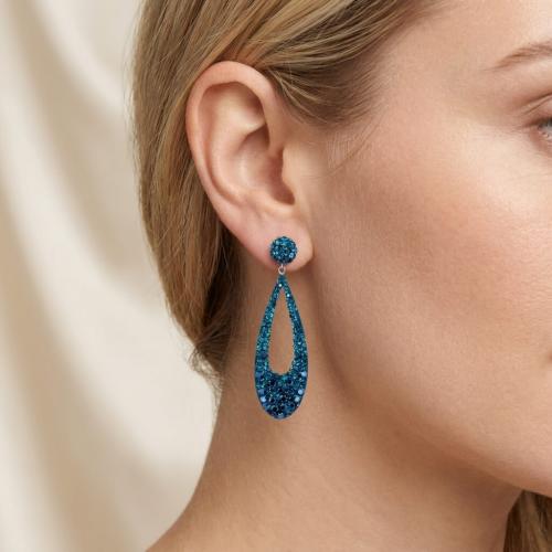  Сребърни Обеци С Кристали От Sw® SO371 Metallic Blue and Indicolite