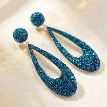 Сребърни Обеци С Кристали От Sw® SO371 Metallic Blue and Indicolite