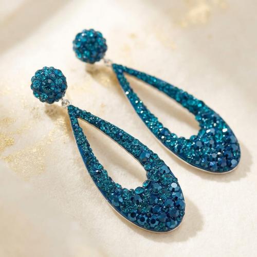  Сребърни Обеци С Кристали От Sw® SO371 Metallic Blue and Indicolite