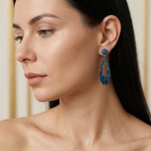 Сребърни Обеци С Кристали От Sw® SO371 Metallic Blue and Indicolite