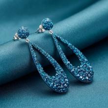 Сребърни Обеци С Кристали От Sw® SO371 Metallic Blue and Indicolite