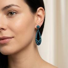 Сребърни Обеци С Кристали От Sw® SO371 Metallic Blue and Indicolite