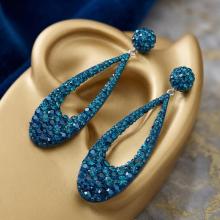 Сребърни Обеци С Кристали От Sw® SO371 Metallic Blue and Indicolite