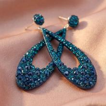 Сребърни Обеци С Кристали От Sw® SO371 Metallic Blue and Indicolite