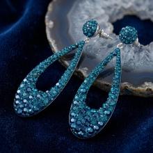 Сребърни Обеци С Кристали От Sw® SO371 Metallic Blue and Indicolite