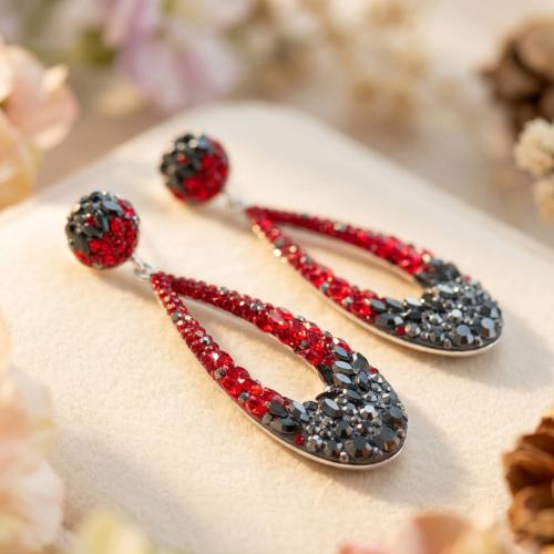 Сребърни Обеци С Кристали От Sw® SO371 Red Hematite