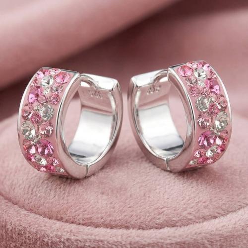 Сребърни обеци халки Valencia с кристали от Sw® Rose Shade