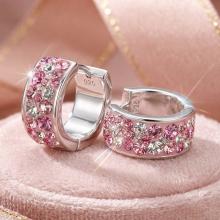 Сребърни обеци халки Valencia с кристали от Sw® Rose Shade Сребърни обеци халки Valencia с кристали от Sw® Rose Shade