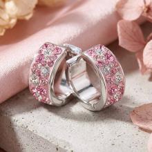 Сребърни обеци халки Valencia с кристали от Sw® Rose Shade Сребърни обеци халки Valencia с кристали от Sw® Rose Shade