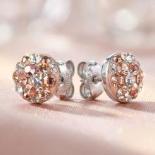 Сребърни Полутопчета С Кристали От Sw® Peach Gold 9 мм Сребърни Полутопчета С Кристали От Sw® Peach Gold 9 мм