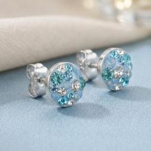 Сребърни Полутопчета С Кристали От Sw® Deep Blue 9 мм