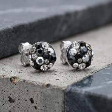 Сребърни Полутопчета С Кристали От Sw® Late Night 9 мм Сребърни Полутопчета С Кристали От Sw® Late Night 9 мм