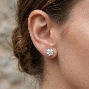 Сребърни Полутопчета С Кристали От Sw® Crystal 9 мм