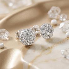 Сребърни Полутопчета С Кристали От Sw® Crystal 6мм