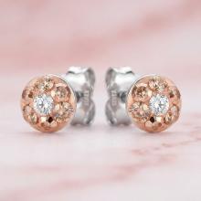 Сребърни Полутопчета С Кристали От Sw® Peach Gold 5мм