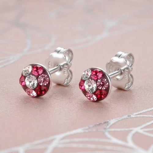 Сребърни Полутопчета С Кристали От Sw® Bold Rose 5мм