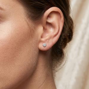 Сребърни Полутопчета С Кристали От Sw® Crystal 5мм