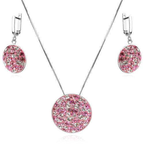 Сребърен комплект колие и обеци с кристали от Sw® SK5033 Rose Shade