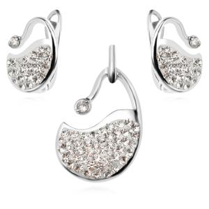 Сребърен комплект обеци и медальон с кристали от Sw® Crystal