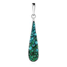 Сребърен комплект обеци и медальон с кристали от Sw® SKM119 Blue Zircon and Emerald