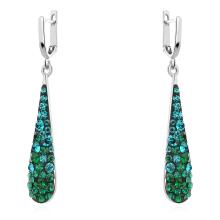 Сребърен комплект обеци и медальон с кристали от Sw® SKM119 Blue Zircon and Emerald