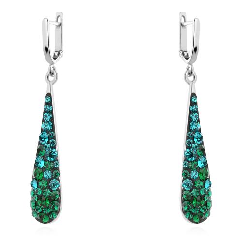 Сребърен комплект обеци и медальон с кристали от Sw® SKM119 Blue Zircon and Emerald