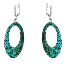 Сребърен комплект обеци и медальон с кристали от Sw® SKM129 Blue Zircon and Emerald
