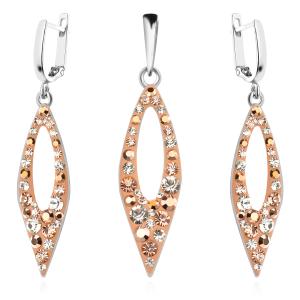 Сребърен комплект обеци и медальон с кристали от Sw® SKM153 Peach Gold