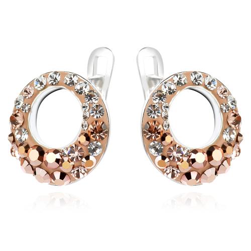 Сребърни обеци с кристали от Sw®  Peach Gold