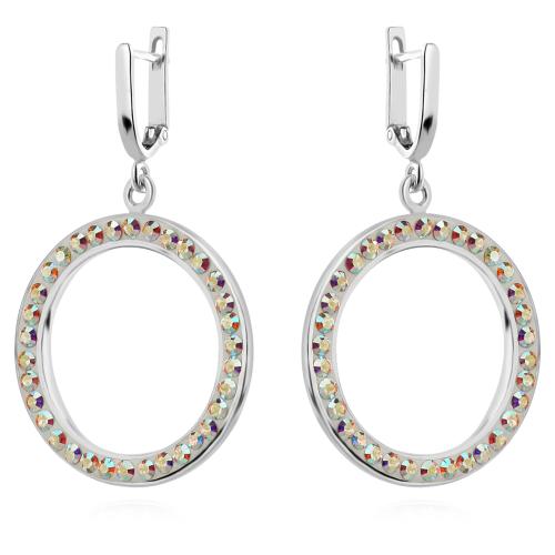 Сребърни обеци с кристали от Sw® SO128 AB Crystal