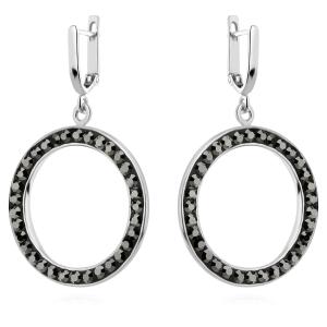 Сребърни обеци с кристали от Sw® SO128 Hematite