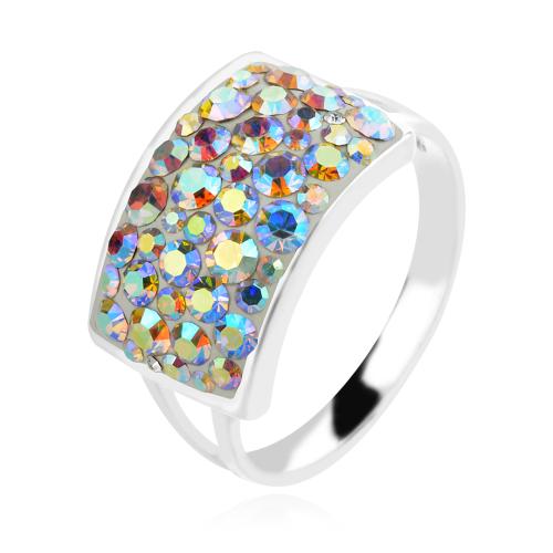 Сребърен пръстен с кристали от Sw® SP650 AB Crystal