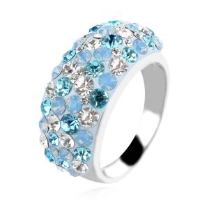 Сребърен пръстен с кристали от Sw® SP653 Deep Blue